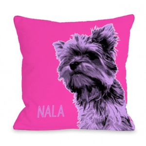 One Bella Casa Personalized Whisker Dog Yorkie Throw Pillow HMW9553